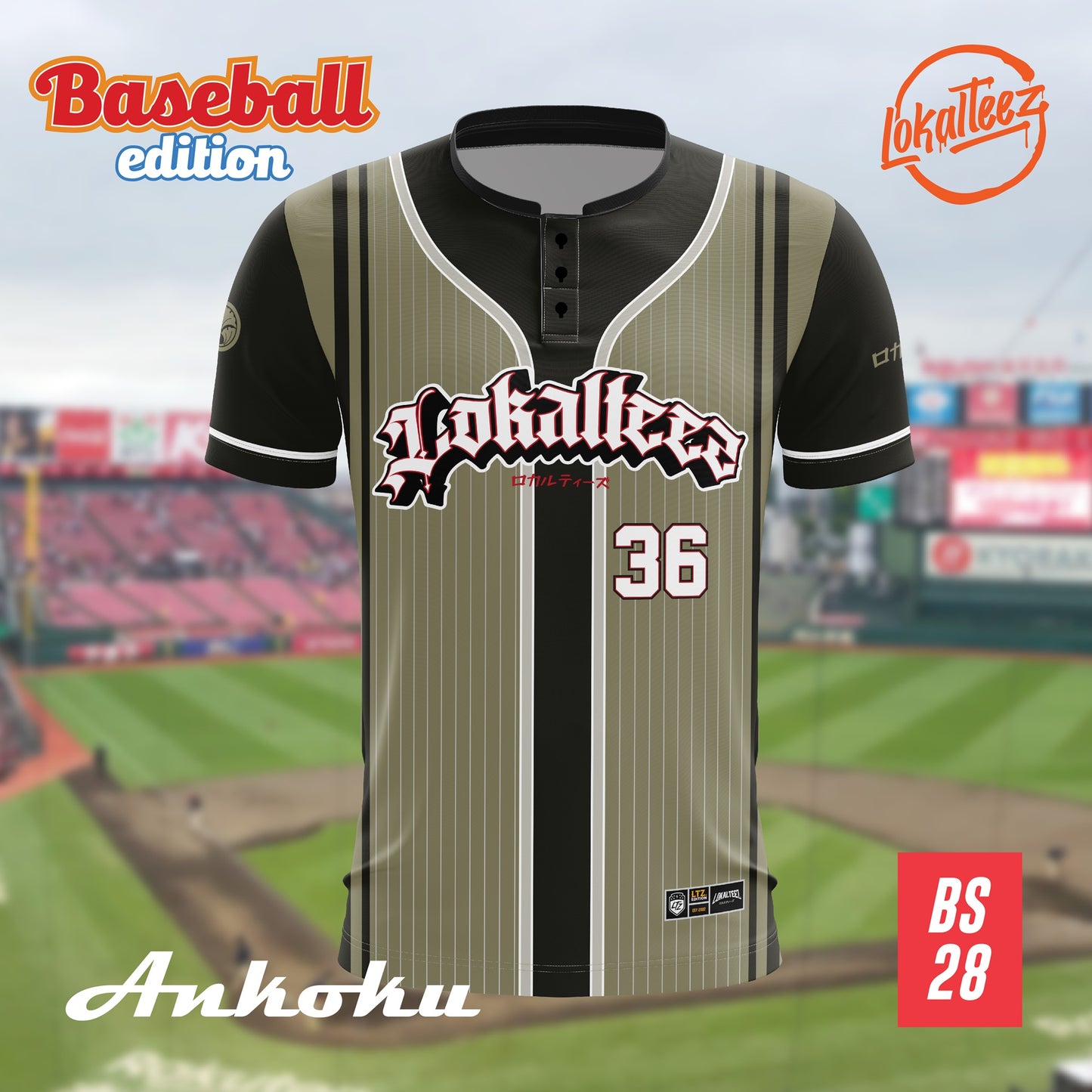 [STANDARD CUTTING] LOKALTEEZ BS28 Baseball Edition ANKOKU 180GSM RJPK JERSEY